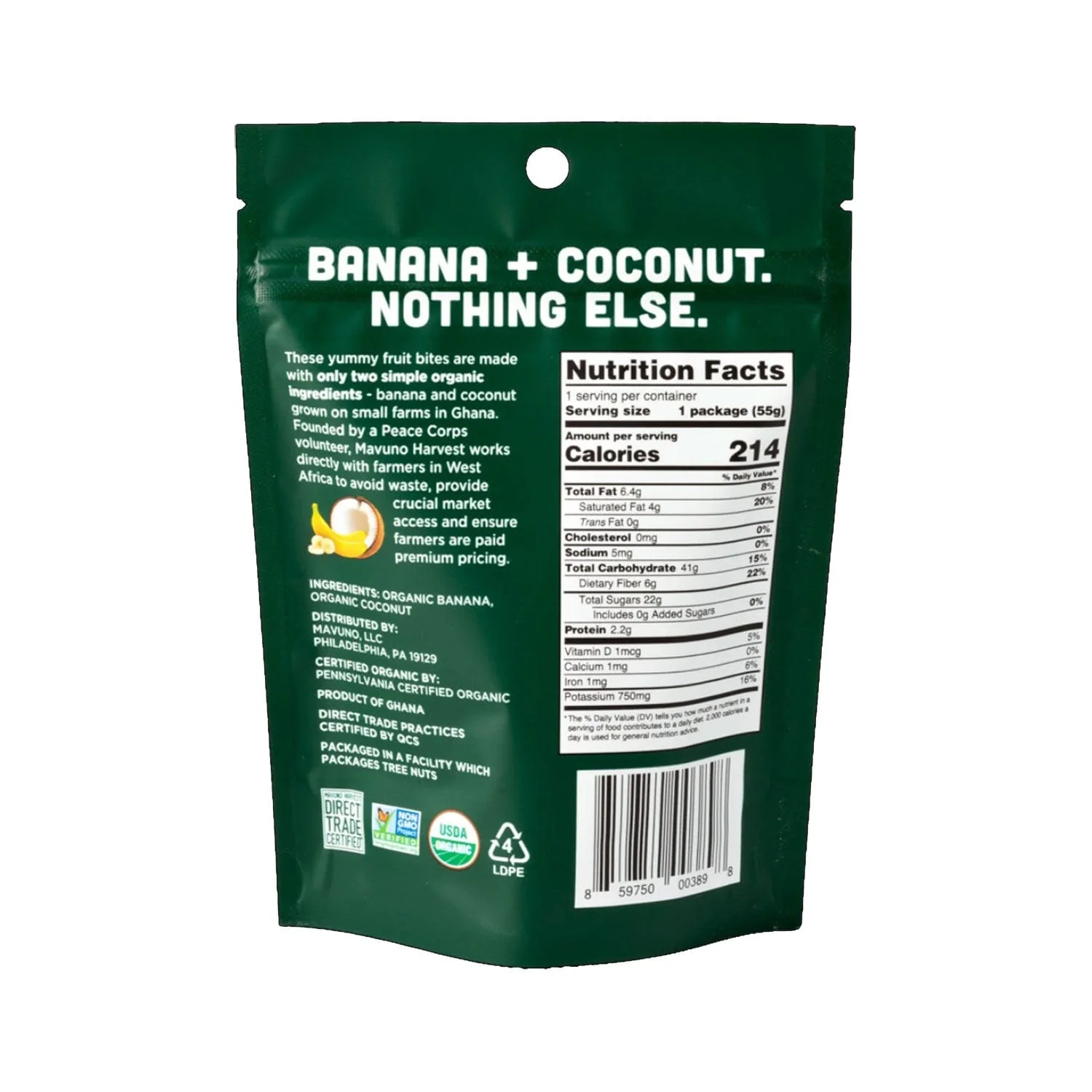 Mavuno Harvest Organic Banana Coconut Chewy Fruit Bites - Image 2