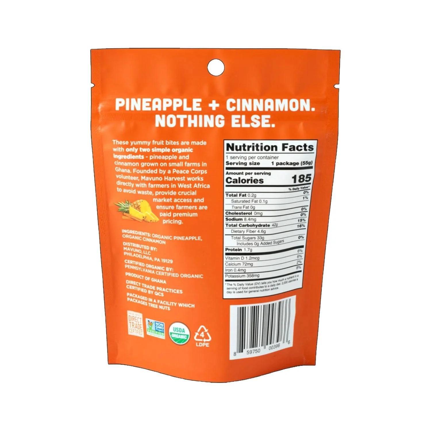 Mavuno Harvest Organic Pineapple Cinnamon Chewy Fruit Bites - Image 2