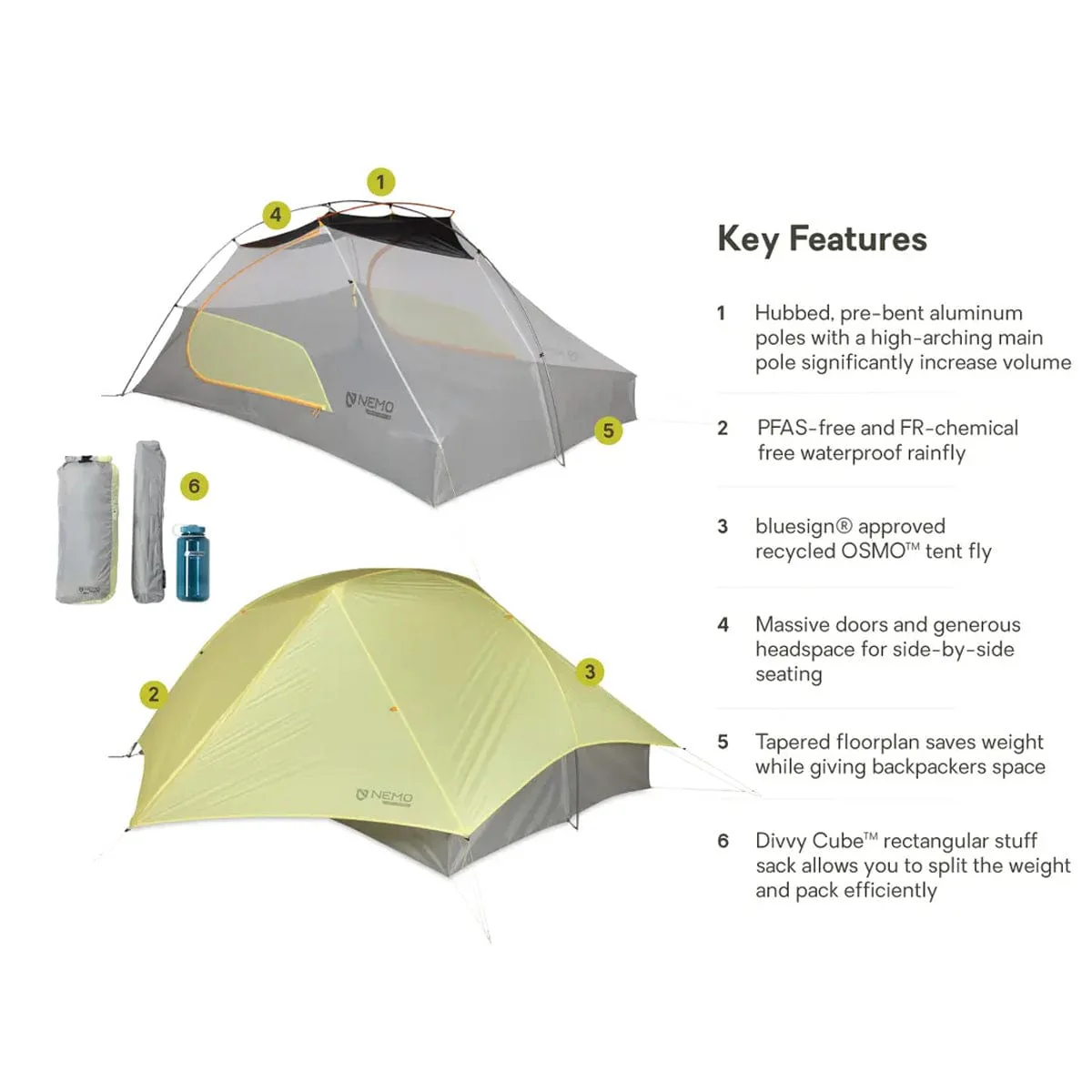 Nemo Equipment Mayfly OSMO Lightweight 3 Person Backpacking Tent - Image 3