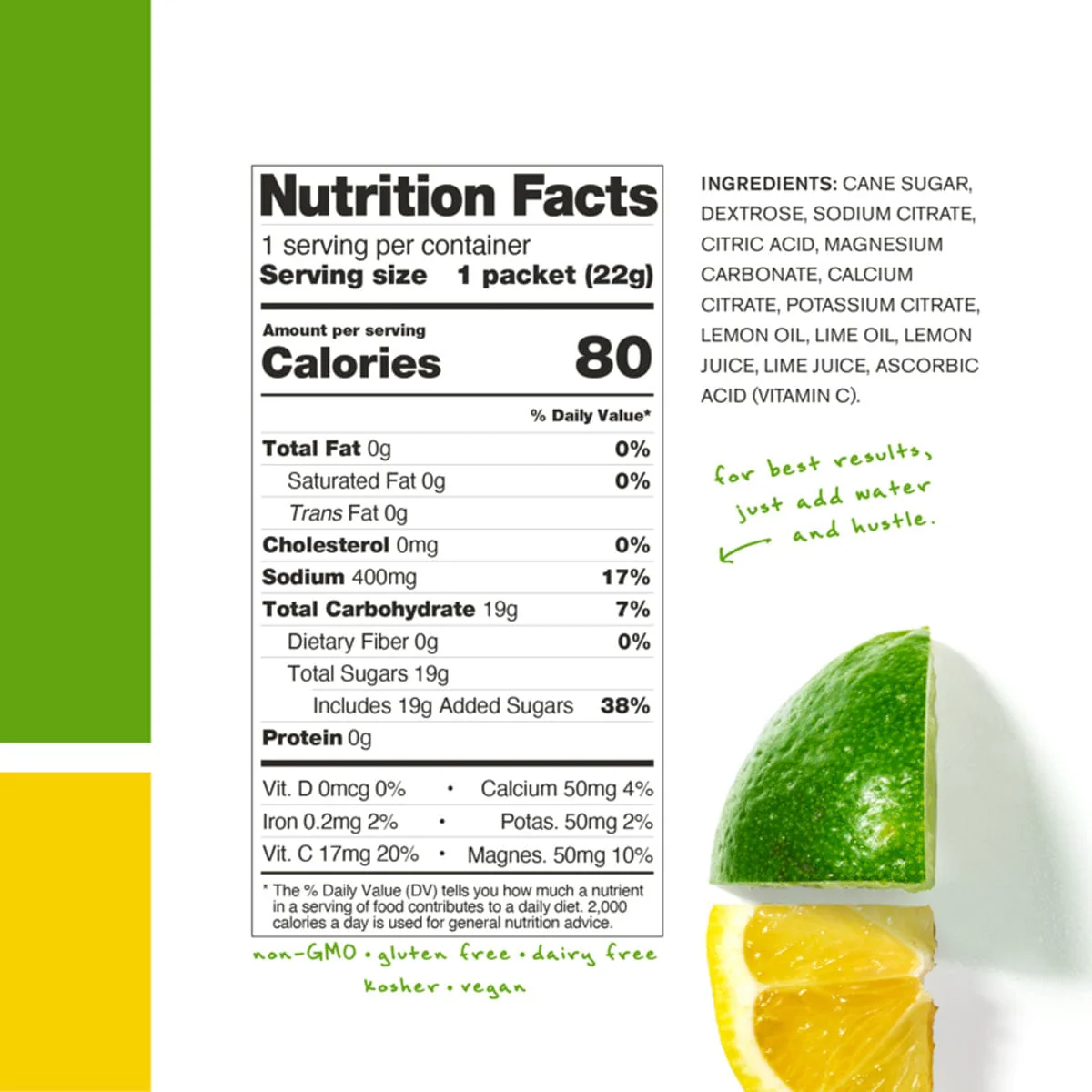 Skratch Labs Hydration Sport Drink Mix Lemons + Limes Hydration Drink Mix - Single Serv - Image 2