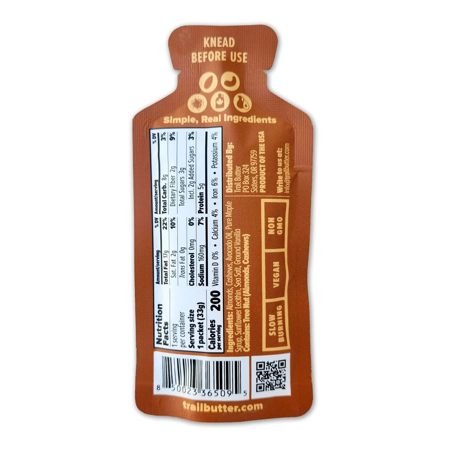 Trail Butter Maple Syrup & Sea Salt Almond Cashew - 1.15oz Packet - Image 2