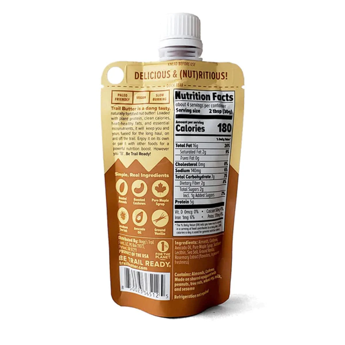 Trail Butter Maple Syrup & Sea Salt Almond Cashew 4.5oz Big Pouch - Image 2